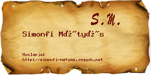 Simonfi Mátyás névjegykártya